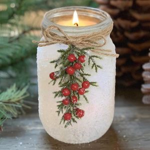 MOREDOTS Christmas Decorations – Christmas Decor- 18 Oz Winter Mason Jar Candle