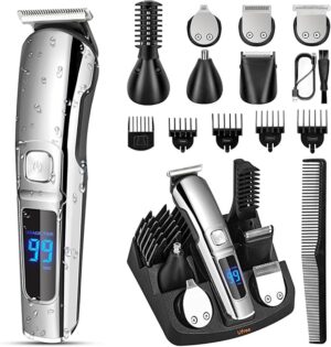 Ufree Beard Trimmer for Men, Waterproof Electric Razor for Nose, Body, Face & Mustache, Cordless Hair Clippers Shavers Grooming Kit